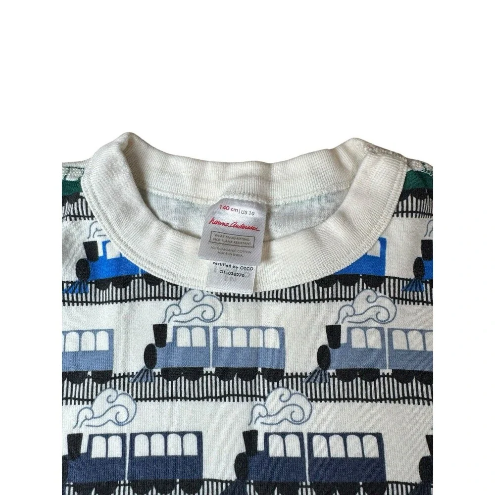 Hanna Andersson 2-Piece Organic Cotton Long Sleeve Train Pajama Set Size 10